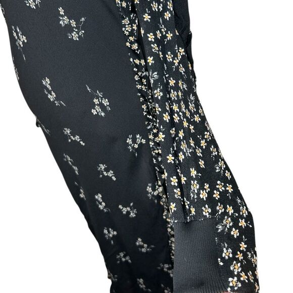 Tibi Black Multi Lila Floral Print Florence Midi Ruffle Long Dress Size 00‎ - Picture 5 of 13